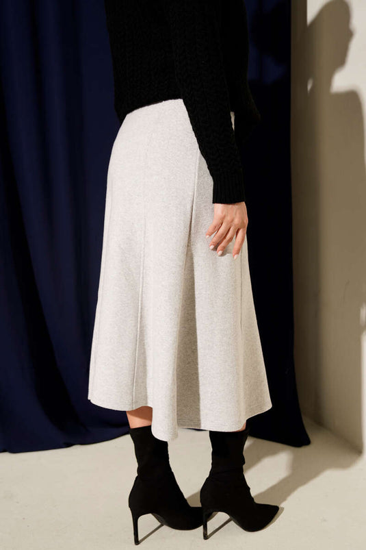 Dikişli Fitilli Kaşe Etek Gri