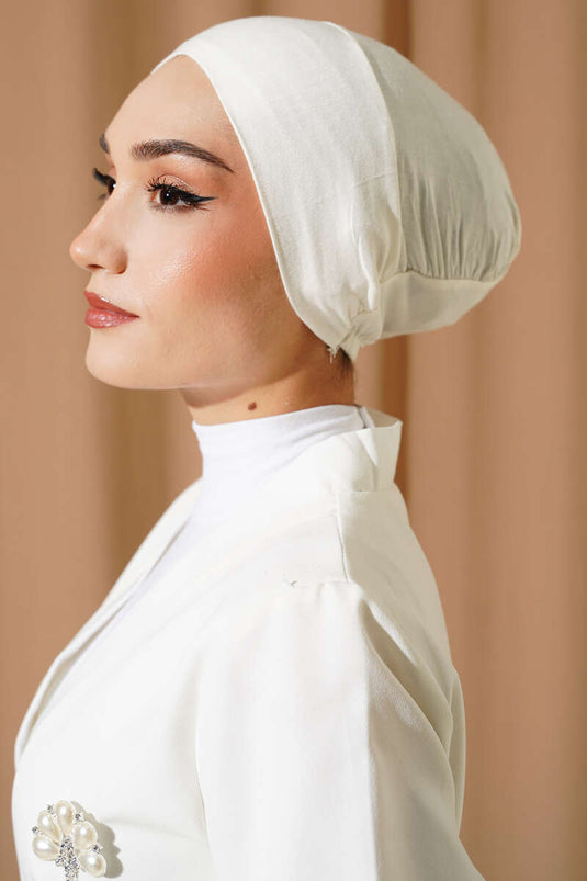 Dikişsiz Geçirmeli Bone Ekru