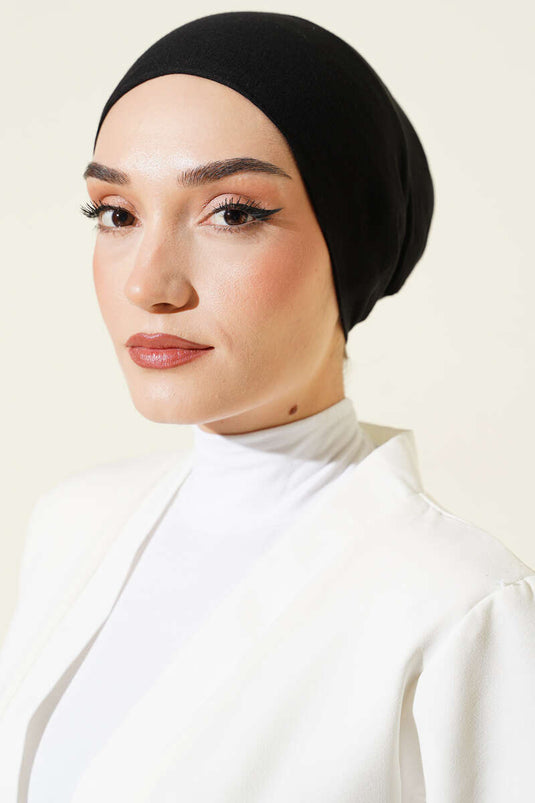 غطاء رأس سهل الارتداء بدون خياطة، أسود