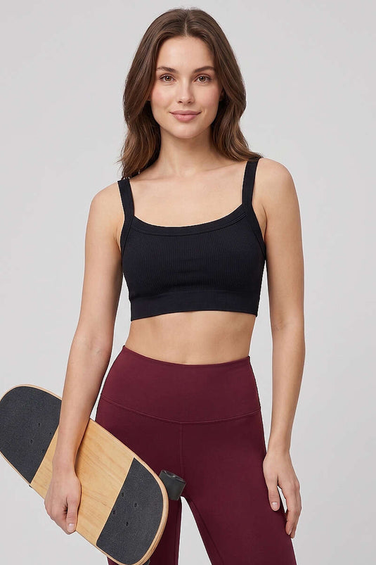 Nahtloses, dickes Bustier mit Trägern, Schwarz