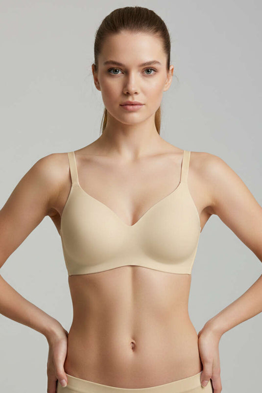 Dikişsiz Lazer Kesim Desteksiz Kadın Sütyen Ten