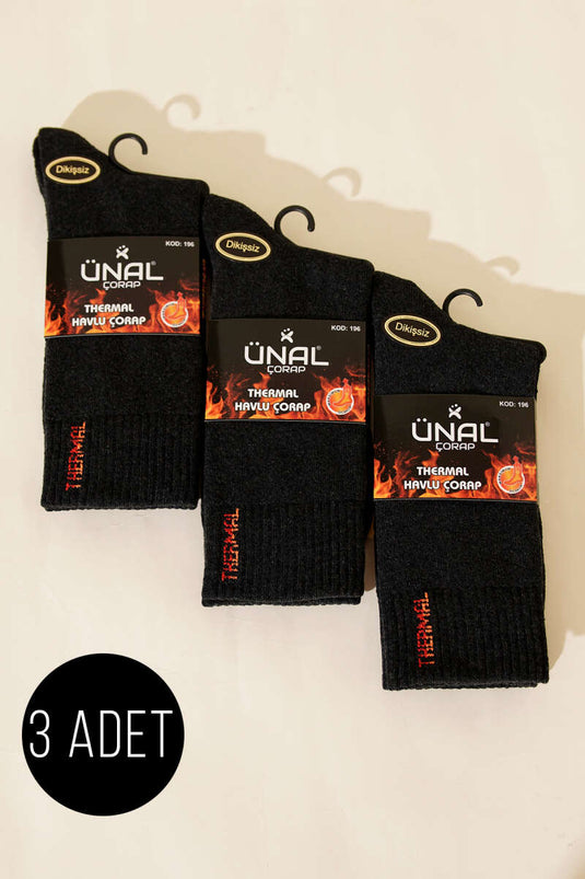 Dikişsiz Termal Üçlü Erkek Çorap Antrasit