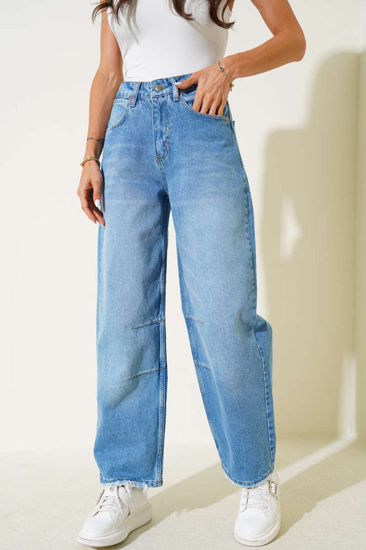 Light Blue Jeans with Knee Darts