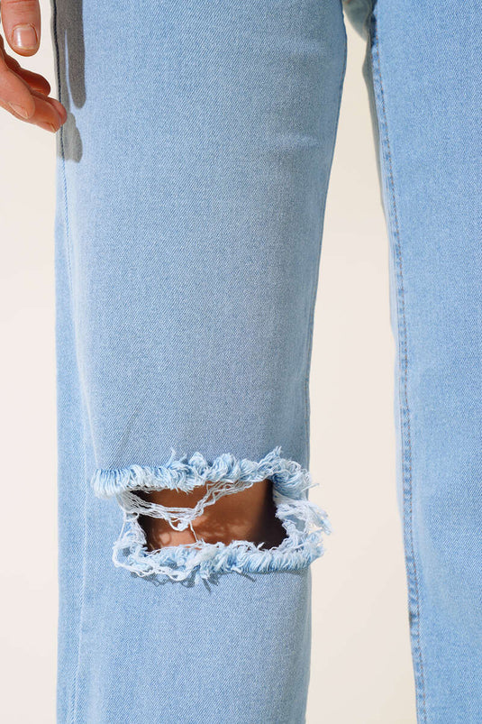 Laser-Printed Jeans in Light Blue