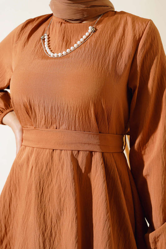 Robe Superposée Fluide Camel