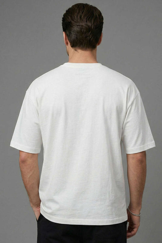 T-shirt oversize pour homme "Don't Look Back" imprimé, écru