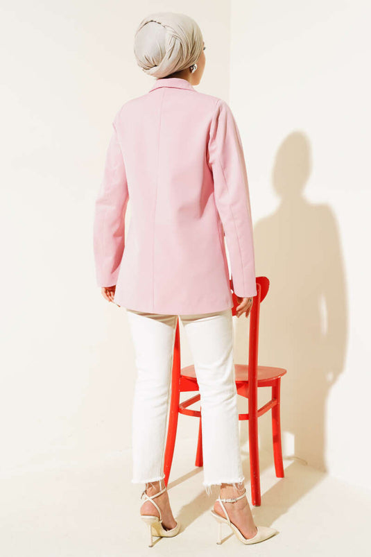 سترة دمبل بأربعة أزرار باللون الوردي