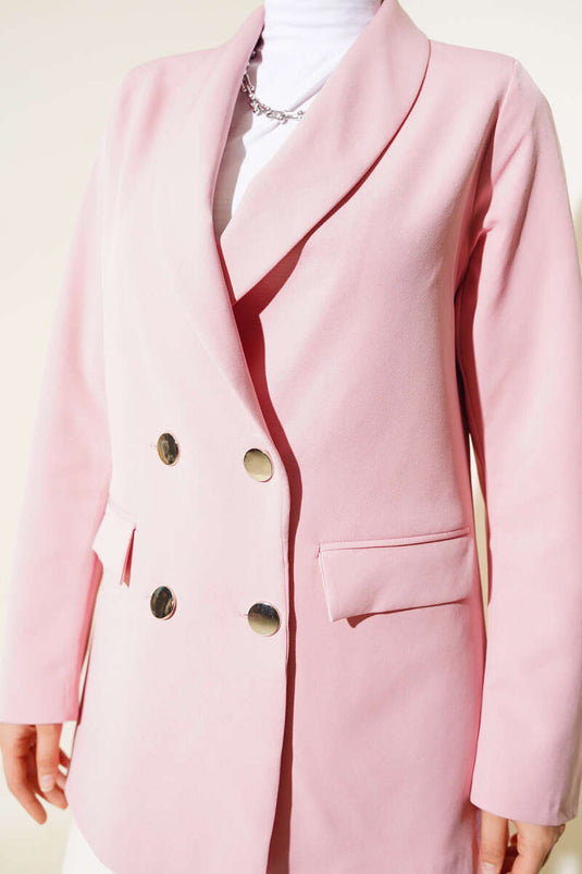 سترة دمبل بأربعة أزرار باللون الوردي