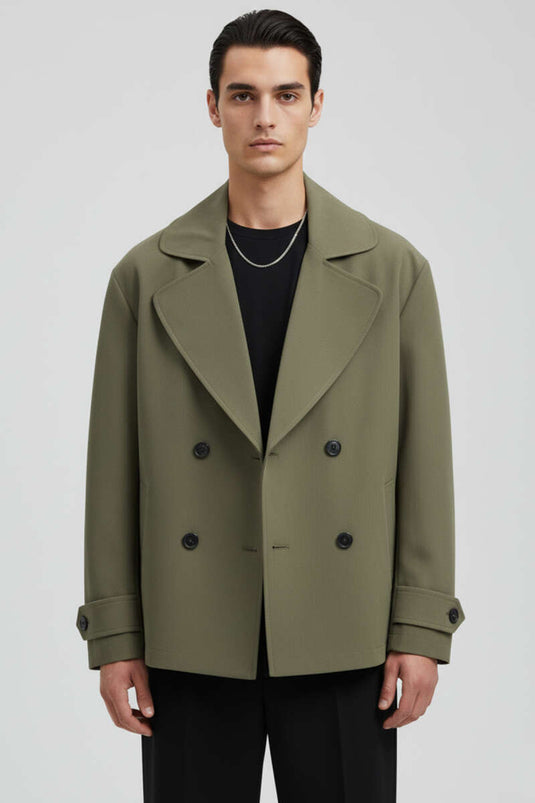 Trench-coat homme à quatre boutons, kaki