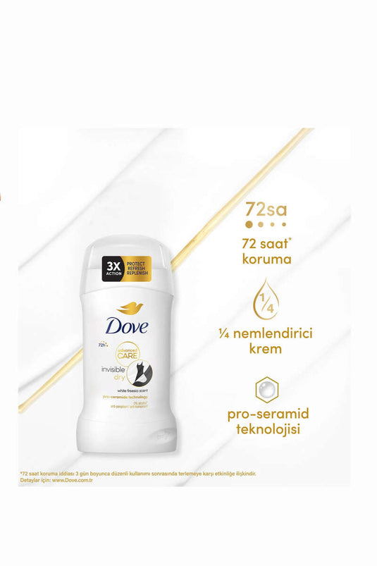 Dove Advanced Care Invisible Dry White Freesia 72 Hour Women's Stick Deodorant 50 ml