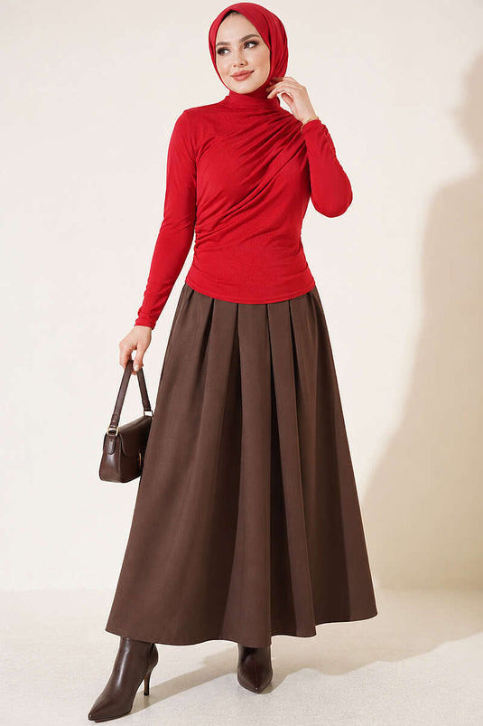 Rote Drapierte Sandy Bluse