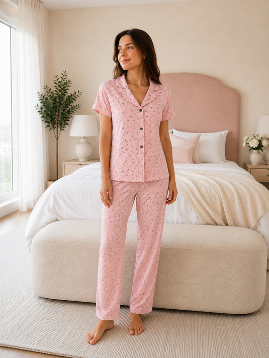 Dreams Kısa Kol Pijama Takım Pudra