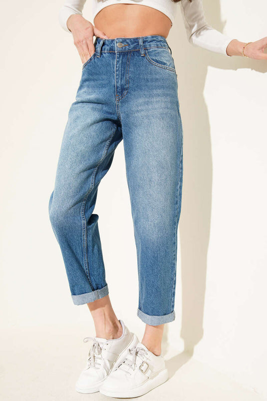 Double Cuff Denim Trousers Denim