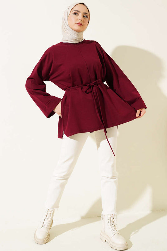 Tunica con cordoncino doppio bordo bordeaux