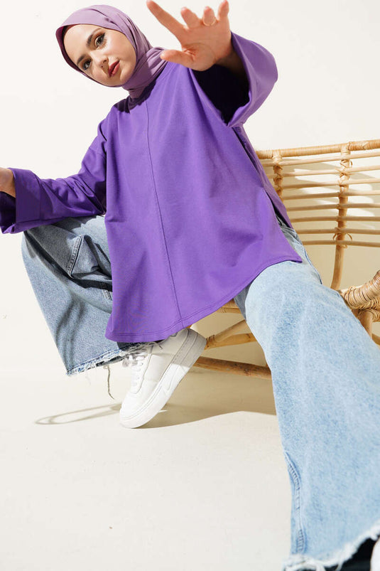 تونيك مزدوج الأكمام مزين بحبل أرجواني