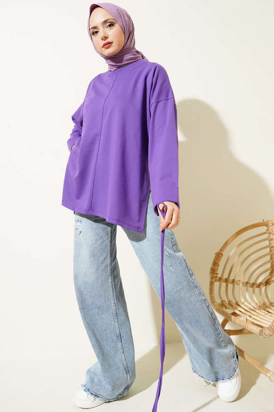 تونيك مزدوج الأكمام مزين بحبل أرجواني
