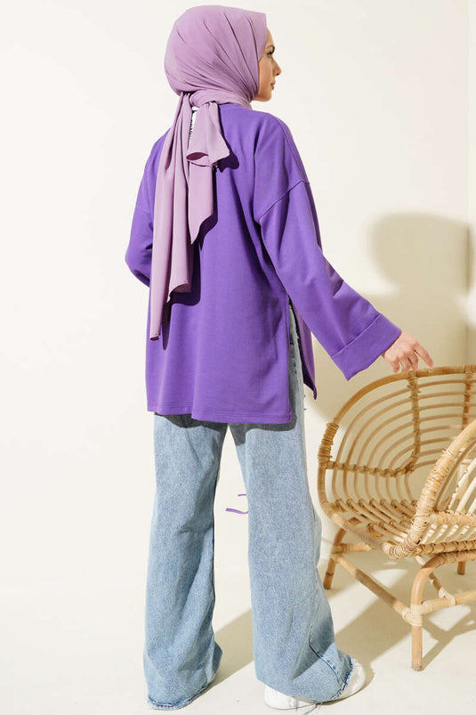 تونيك مزدوج الأكمام مزين بحبل أرجواني