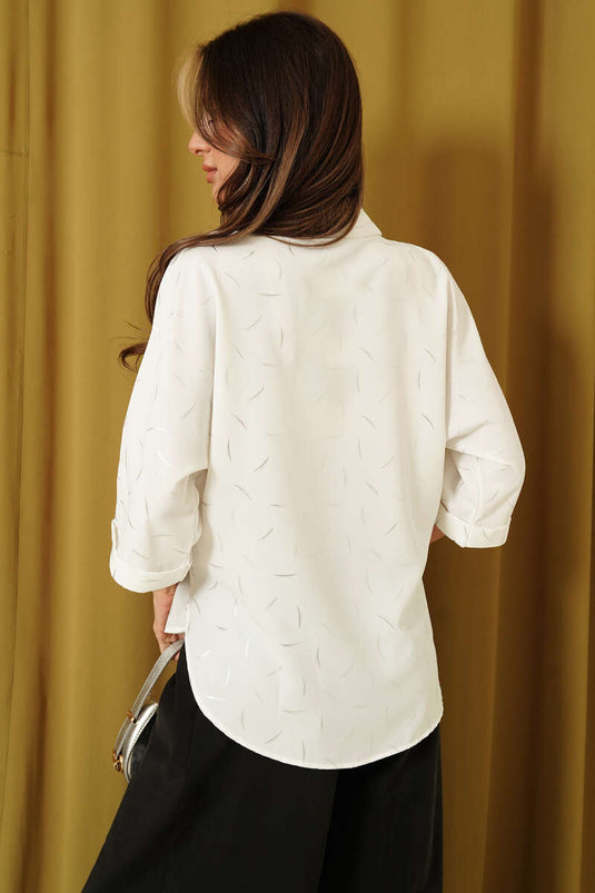 Duble Yarım Kol Gömlek Beyaz