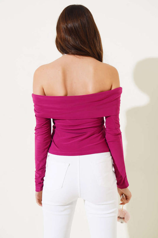 Sandy Blouse Violet with Button Accessory