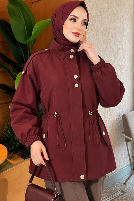 Trench Viola Con Cintura E Dettagli A Bottoni