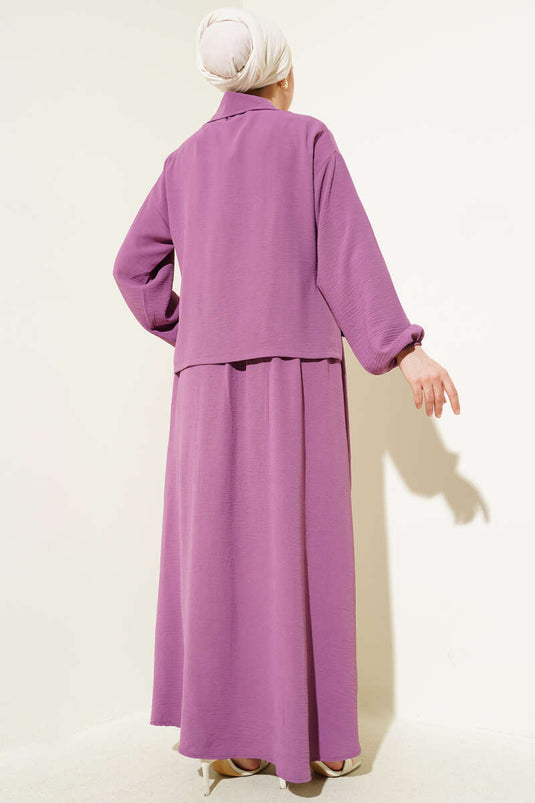 Ensemble deux pièces Ayrobin avec gilet et fermeture éclair à boutons, magenta