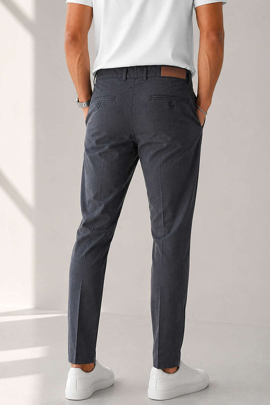 Düğme Detaylı Gabardin Erkek Pantolon Gri