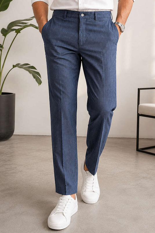 Düğme Detaylı Gabardin Erkek Pantolon Lacivert
