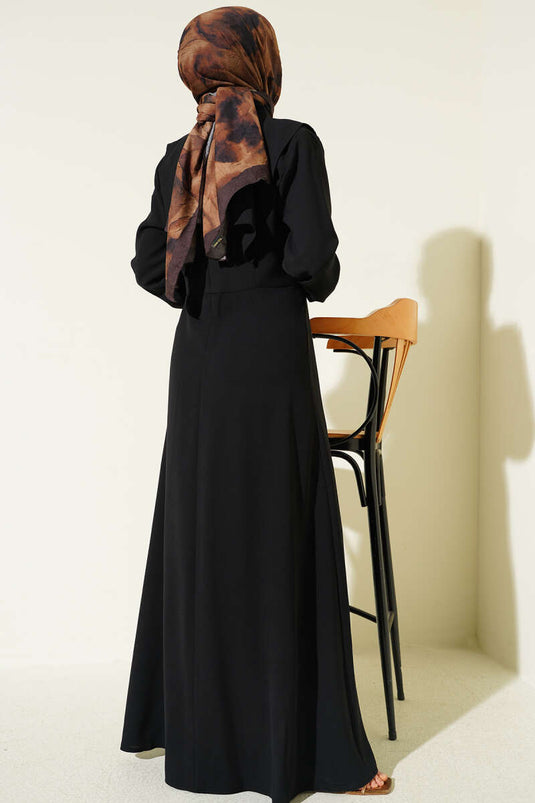 Abito Gilet con Dettaglio Bottoni Nero