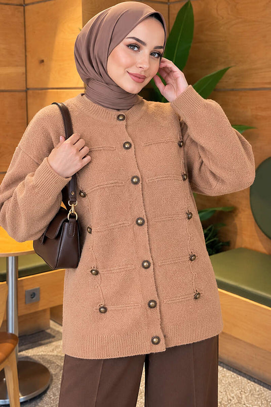 Knopf-Detail Bart Cardigan Latte