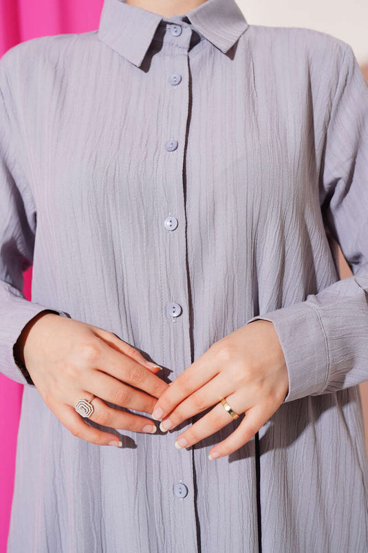 طقم من قطعتين من لحاء الشجر بأزرار باللون الرمادي