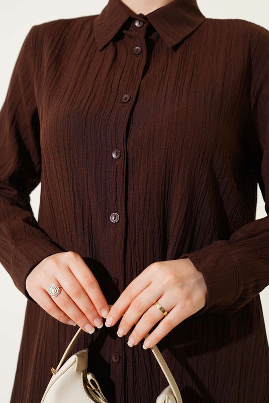 Ensemble 2 pièces en écorce d'arbre boutonnée marron