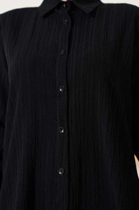 Ensemble deux pièces en écorce d'arbre boutonnée noir