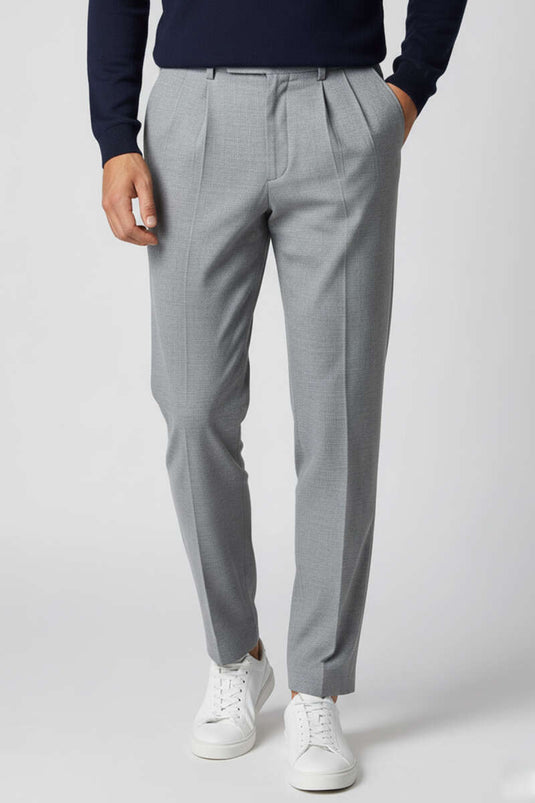 بنطلون رجالي رمادي فضفاض بأزرار