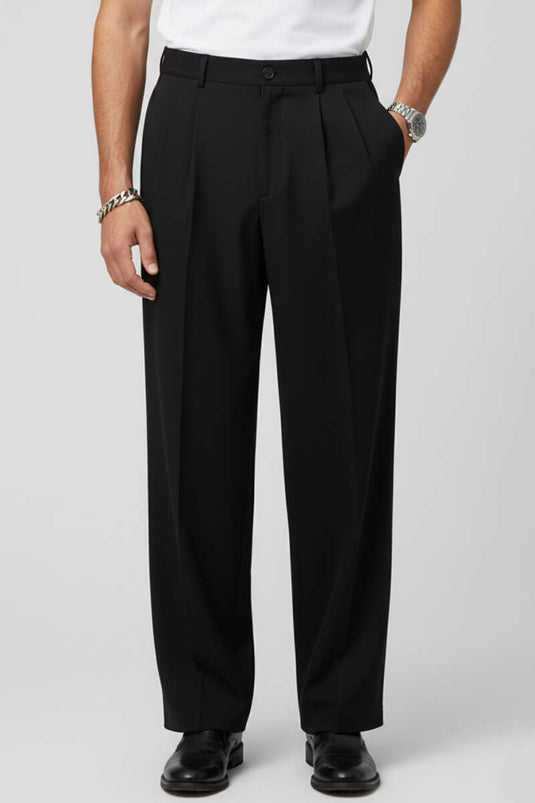 Pantalon ample à boutons pour homme noir