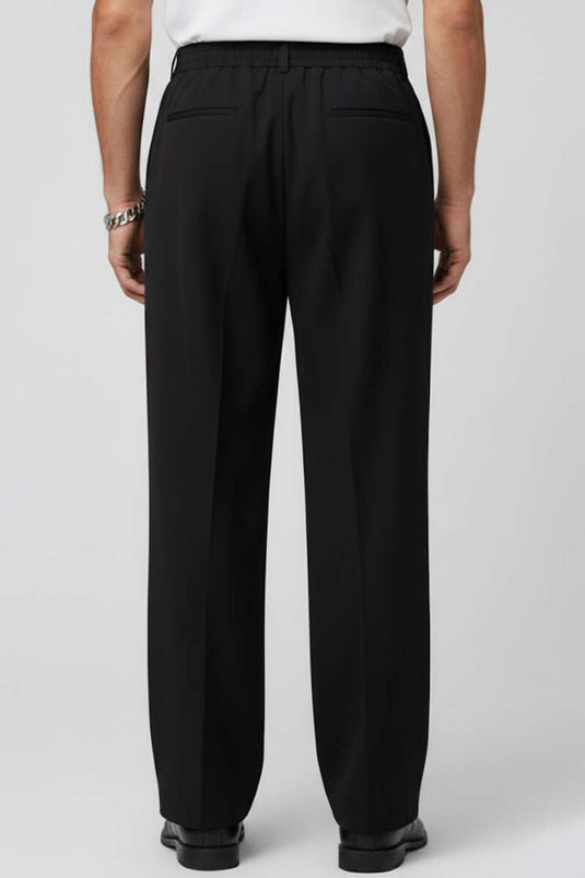 Pantalon ample à boutons pour homme noir