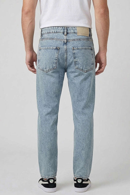 Pantalon Baggy Homme en Jean à Boutons Vert