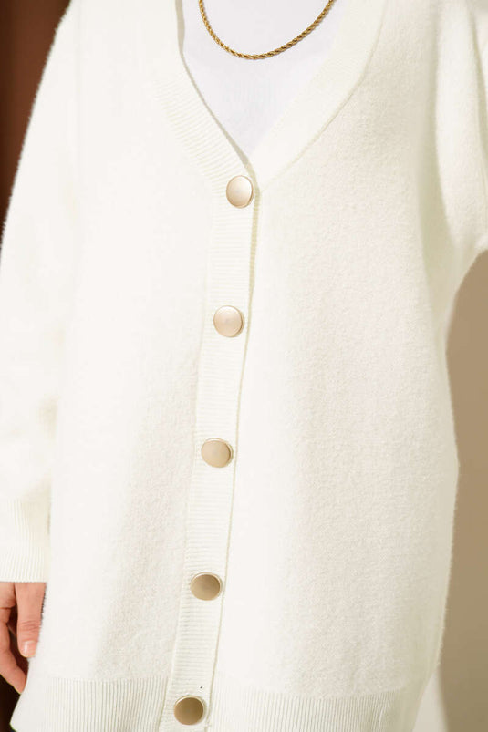 Gilet Basic En Maille Douce Écru À Boutons