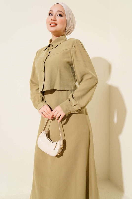 طقم صدرية Tencel نفقية بأزرار على الخصر Nefti