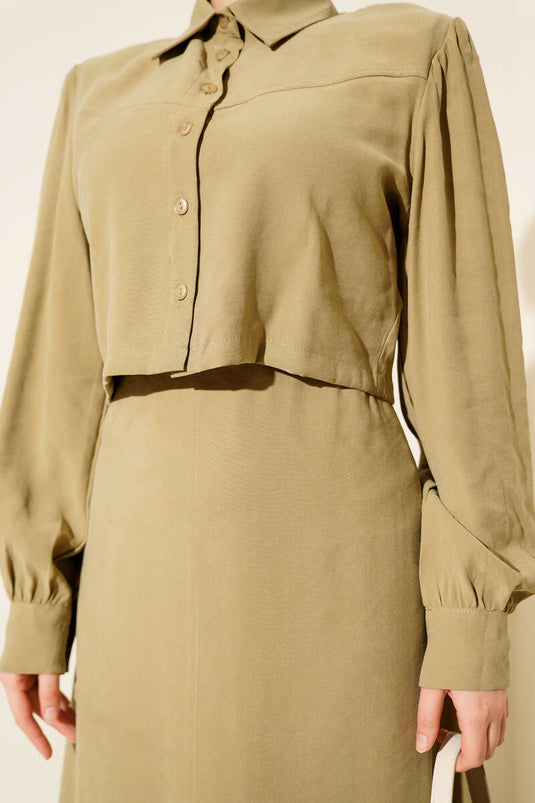 طقم صدرية Tencel نفقية بأزرار على الخصر Nefti