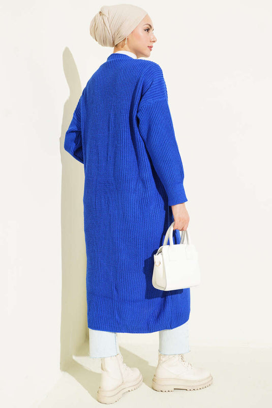 Düğmeli Cepli Uzun Triko Hırka Parlement