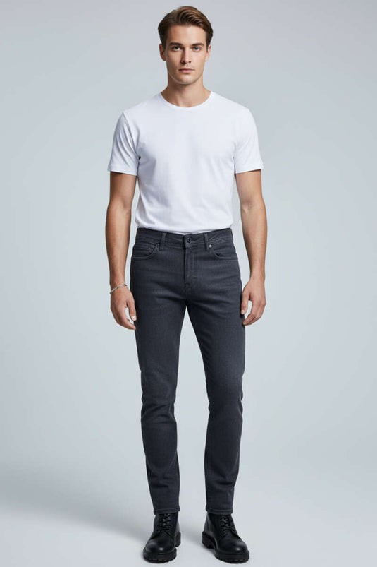 Pantalon en gabardine boutonnée pour homme, bleu marine