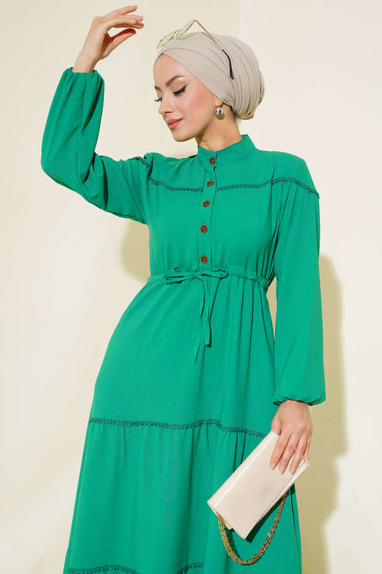 Buttoned Lace Dress Benetton