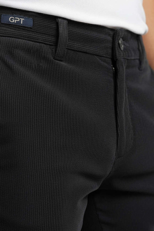 Pantalon homme en velours noir à boutons