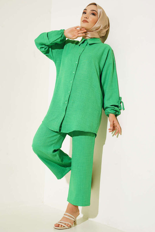 Abito Benetton double in lino con bottoni