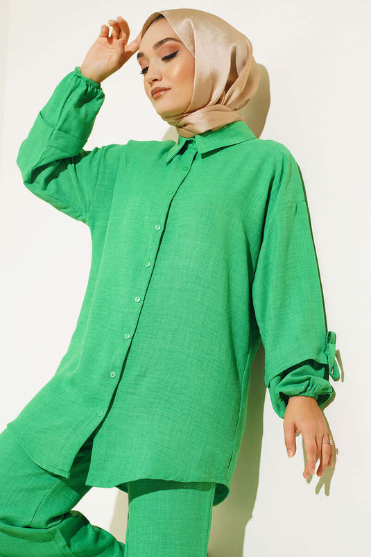 Abito Benetton double in lino con bottoni