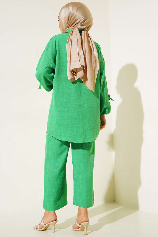 Abito Benetton double in lino con bottoni