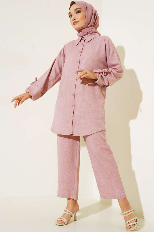 مسحوق البدلة المزدوجة من الكتان بأزرار