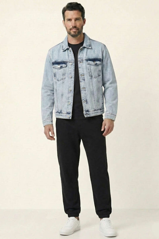 Veste Homme en Jean Surdimensionnée à Boutons Bleu Kar