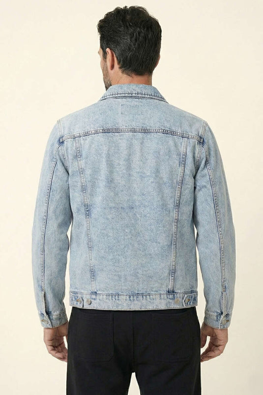 Veste Homme en Jean Surdimensionnée à Boutons Bleu Kar