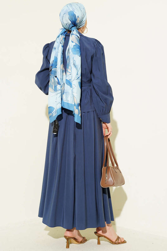 Ensemble jupe en modal avec détails à boutons bleu marine